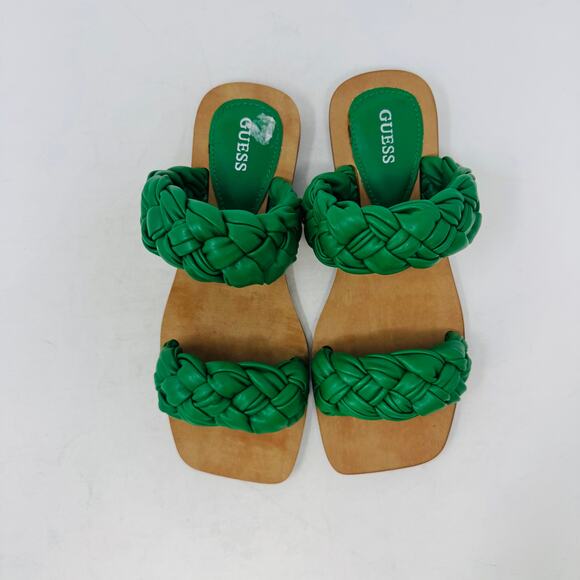 GUESS Green Braided Double Strap Flat Sandals – Size 6.5 - Picture 5 of 11